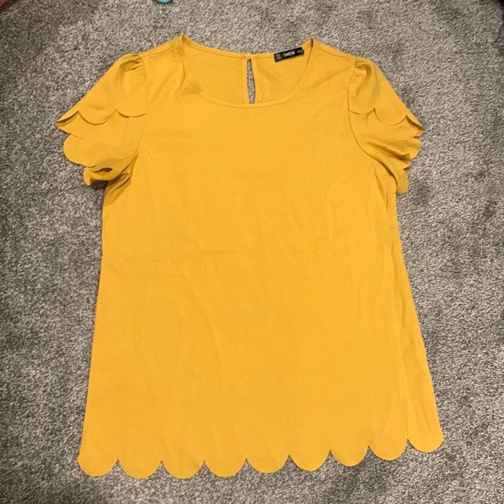 Mustard yellow scallop blouse SHEIN medium
